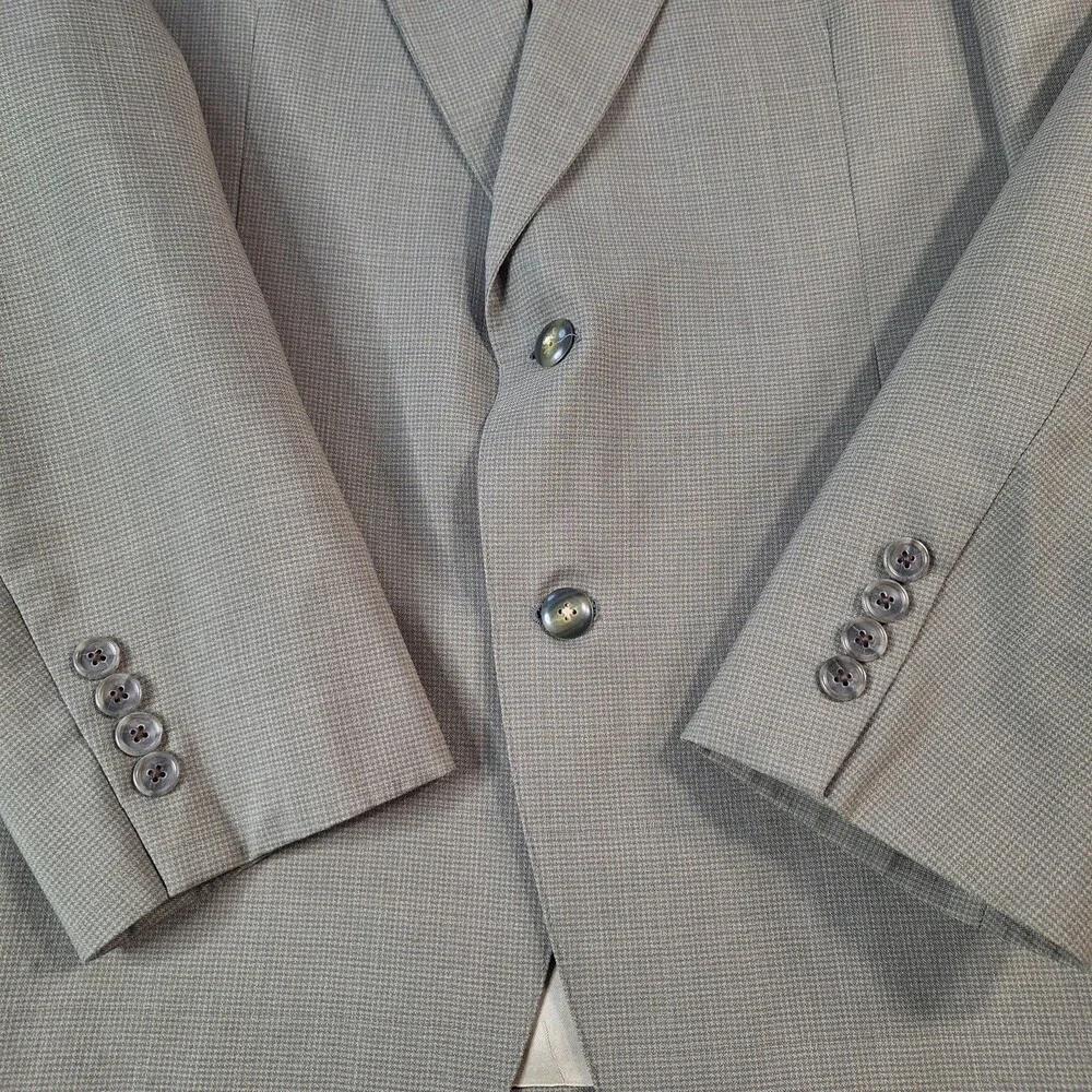 SHACK'S Suit Mens 40R Gray Check Single Vent 2 Btn 2 Piece 34x30 Formal USA